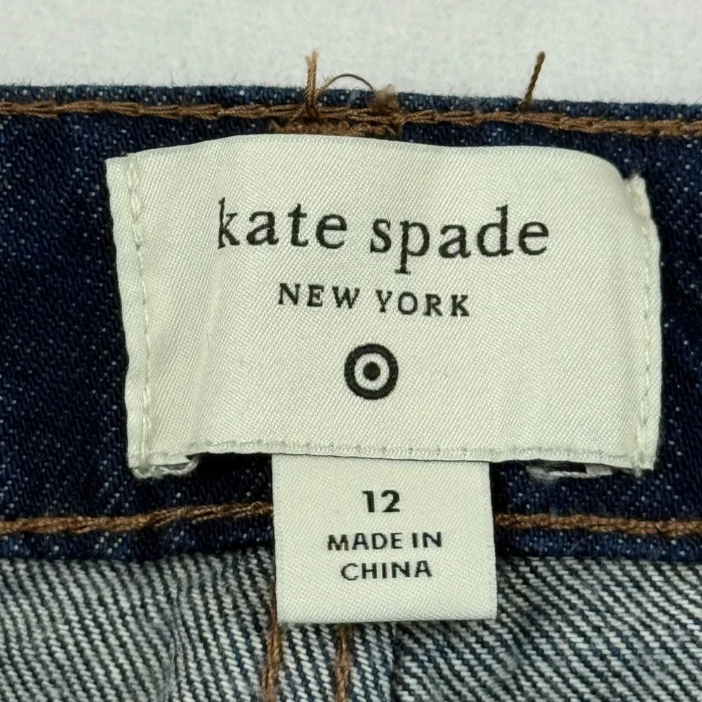 NWOT Kate Spade Target Womens Wide Leg Cuffed High Rise Denim Crop Jeans Size 12